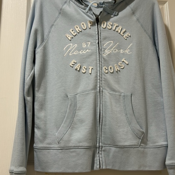 Aeropostale Zip Hoodie New York Powder Blue ~ Size Medium - Picture 5 of 5